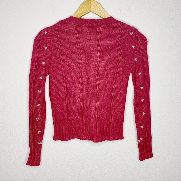NWT Industry Republic Nordstrom Wool Blend Sangria Pearl Sweater Size XS - Picture 4 of 9